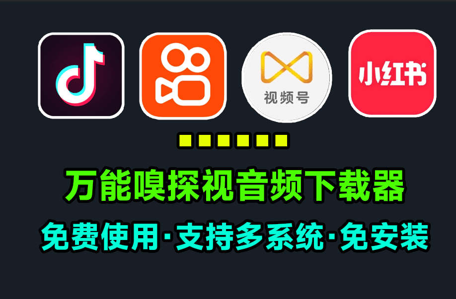 免费万能嗅探下载器！支持视频号、抖音、快手、公众号、小红书等多平台视频音频解析下载，支持win和mac-数字宝库